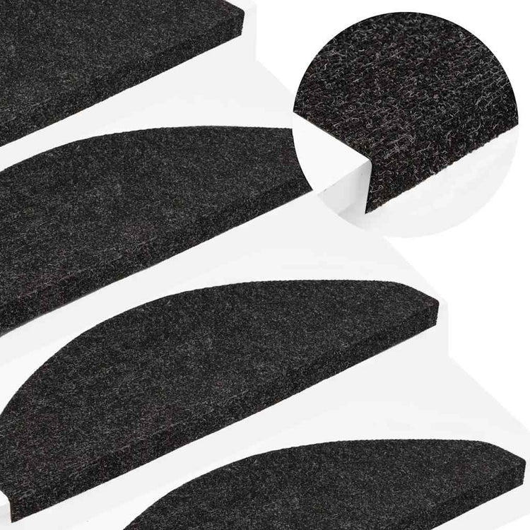 Vidaxl trapmatten zelfklevend 30 st 56x17x3 cm zwart