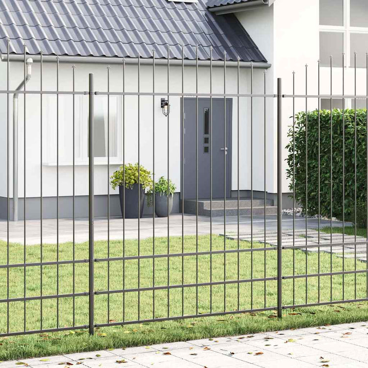 Vidaxl tuinhek 2 pcs grijs 170 x 225 cm gepoedercoat staal