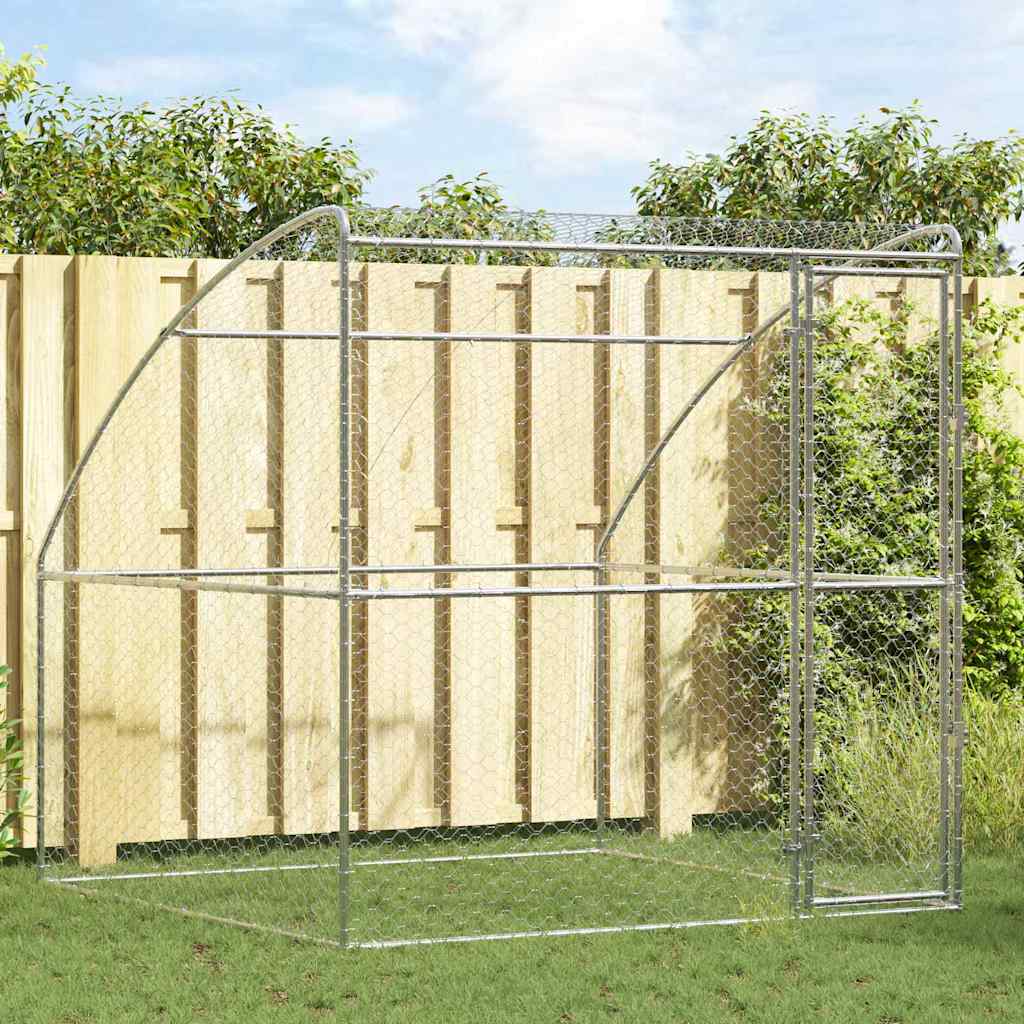 Vidaxl hondenhok zilver 2 x 2 x 2 m verzinkt staal