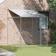 Vidaxl hondenkooi met dak zilver 200 x 200 x 258 cm staal en pe - afbeelding 1