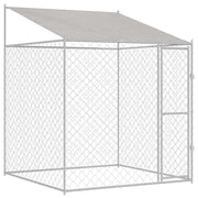 Vidaxl hondenkooi met dak zilver 200 x 200 x 258 cm staal en pe - afbeelding 2