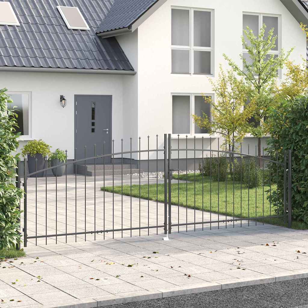 Vidaxl dubbele poort woerden 400 x 174,5 cm staal grijs vergrendelbaar