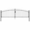 Vidaxl dubbele poort met slot grijs 400 x 199.5 cm staal