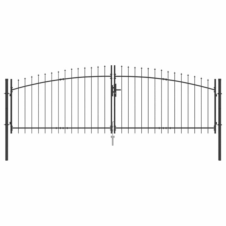 Vidaxl dubbele poort woerden 400 x 174,5 cm staal grijs vergrendelbaar