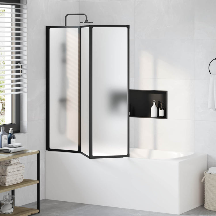 Vidaxl douchescherm zwart 132 x 2 x 140 cm aluminium en pp