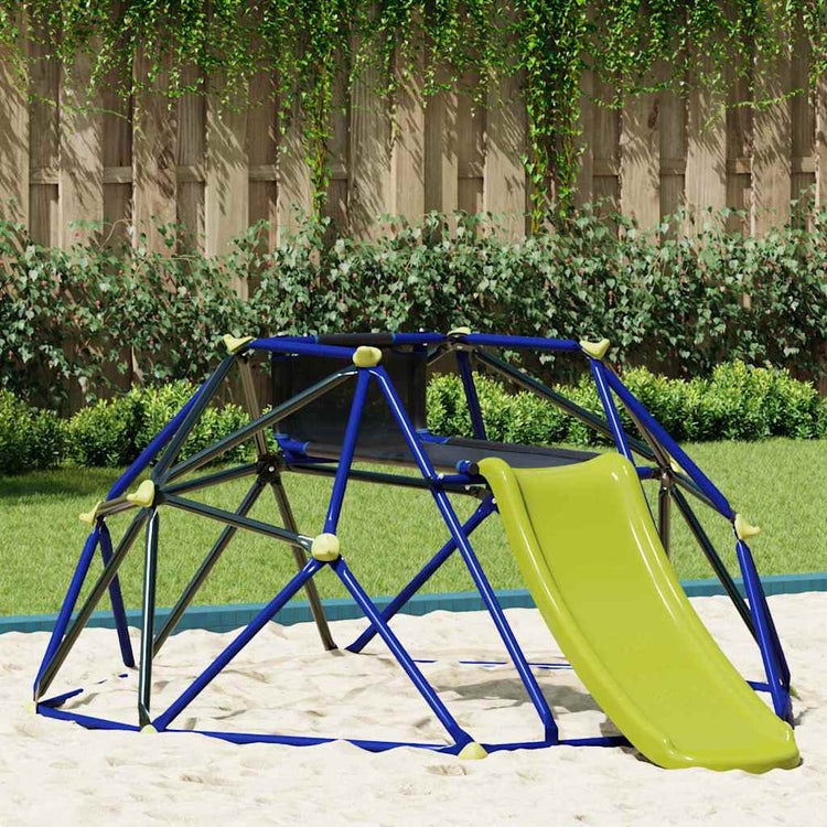 Vidaxl klimdome voor kinderen blauw 6ft met glijbaan staal