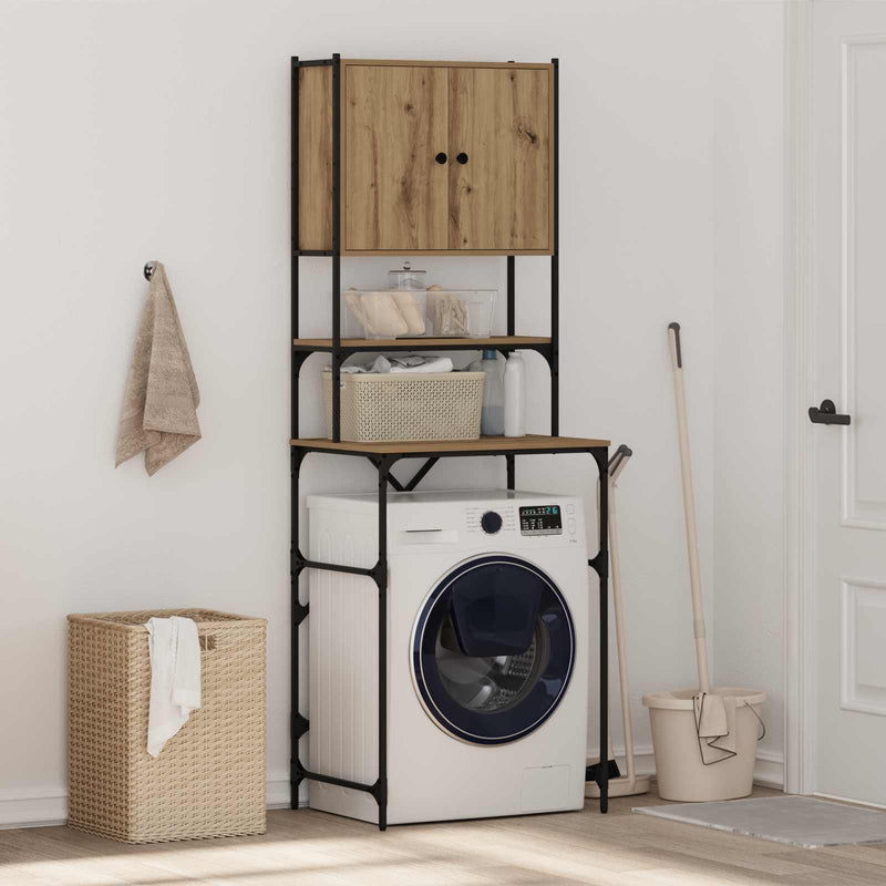 Vidaxl wasmachinekast artisanaal eiken 68 x 48,5 x 194 cm bewerkt hout