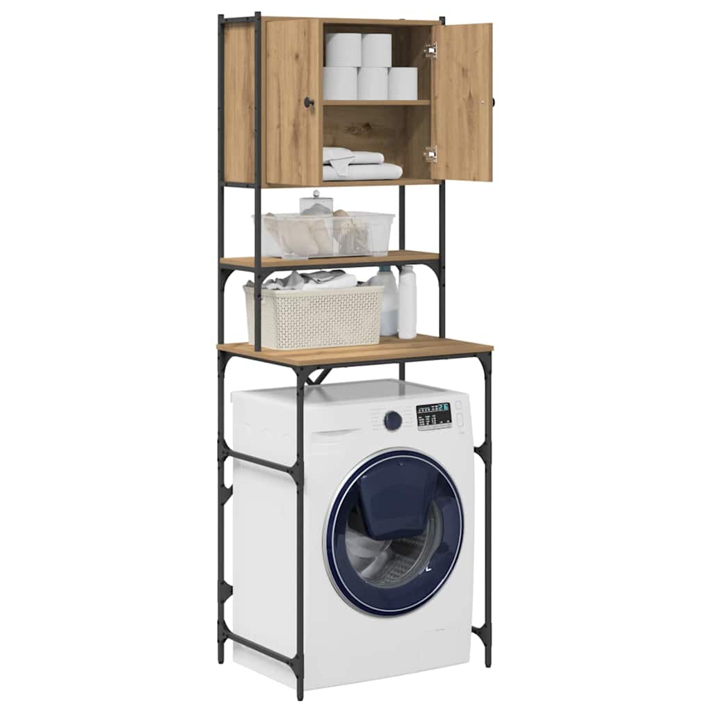 Vidaxl wasmachinekast artisan eiken 68 x 48,5 x 194 cm bewerkt hout