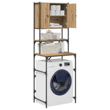 Vidaxl wasmachinekast artisanaal eiken 68 x 48,5 x 194 cm bewerkt hout - afbeelding 3