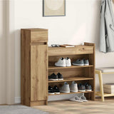 Vidaxl schoenenkast artisan eiken 100,5 x 28 x 100 cm bewerkt hout - afbeelding 1