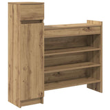 Vidaxl schoenenkast artisan eiken 100,5 x 28 x 100 cm bewerkt hout - afbeelding 2