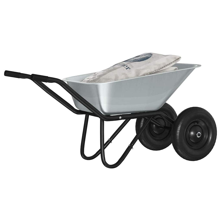Vidaxl kruiwagen zilver en zwart 80 l 120 kg gegalvaniseerd staal