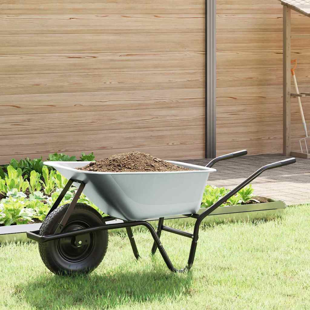 Vidaxl kruiwagen zilver en zwart 100 l 150 kg gegalvaniseerd staal
