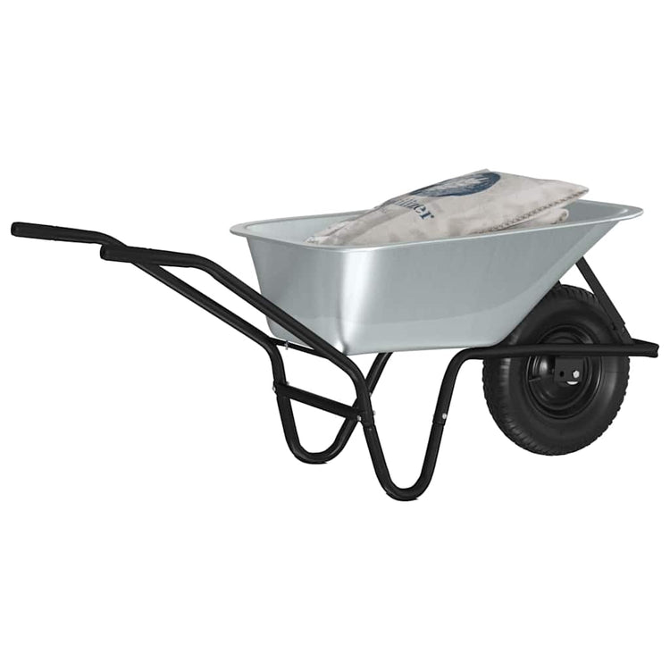 Vidaxl kruiwagen zilver en zwart 80 l 120 kg gegalvaniseerd staal