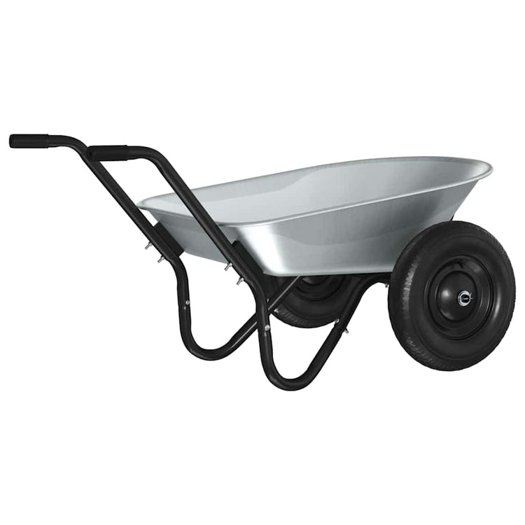 Vidaxl kruiwagen zilver en zwart 80 l 120 kg gegalvaniseerd staal