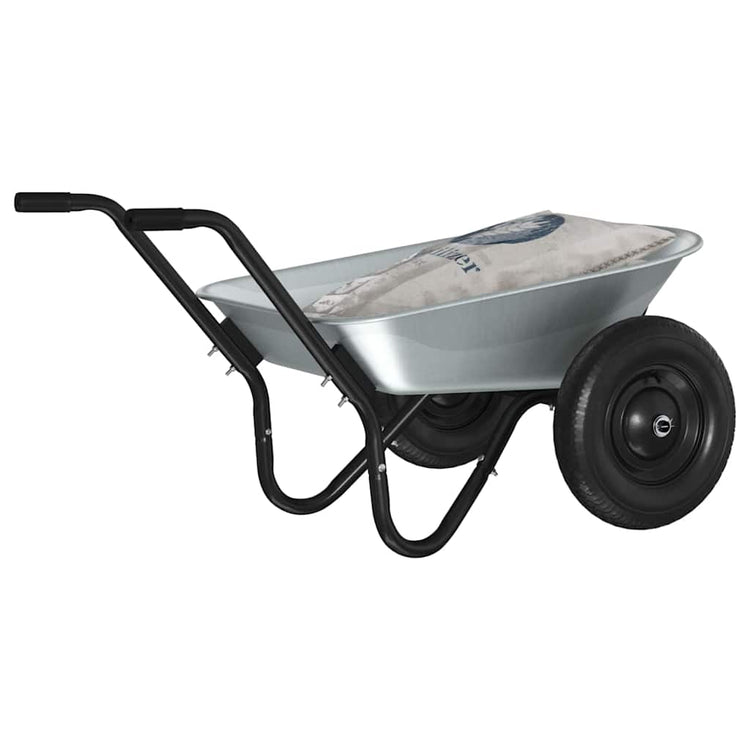 Vidaxl kruiwagen zilver en zwart 80 l 120 kg gegalvaniseerd staal