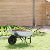 Vidaxl kruiwagen zilver en zwart 80 l 120 kg gegalvaniseerd staal - afbeelding 1