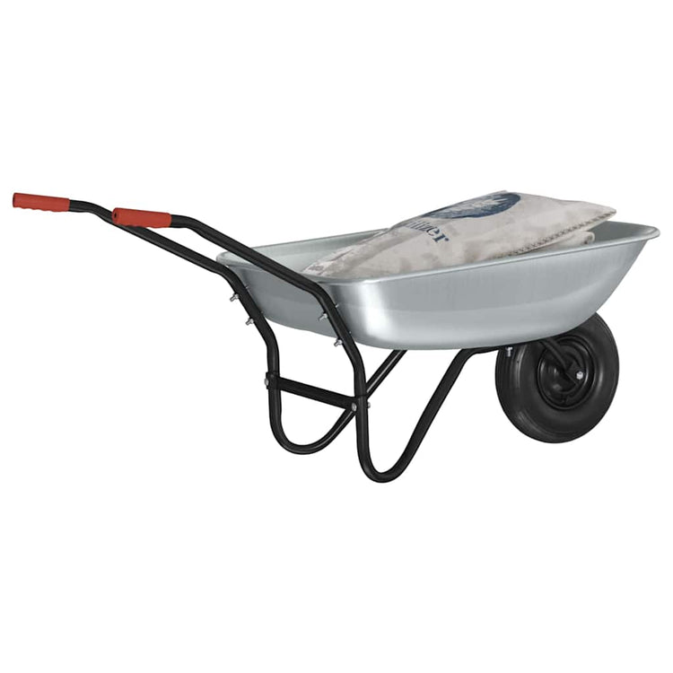 Vidaxl kruiwagen zilver en zwart 80 l 120 kg gegalvaniseerd staal