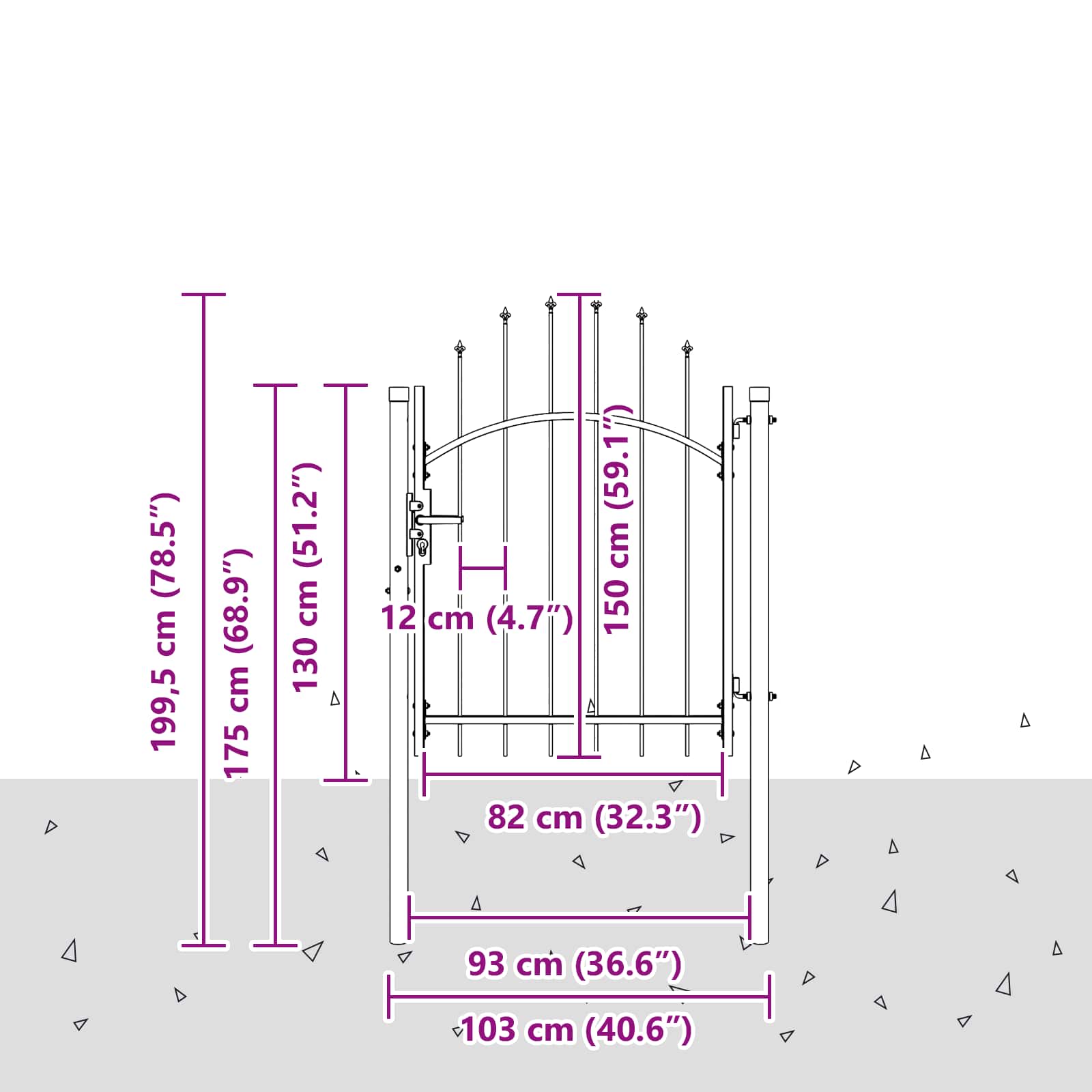 Vidaxl tuinpoort met slot grijs 150 x 100 cm staal
