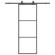 Vidaxl schuifdeur met beslagset 76x205 cm esg glas zwart - afbeelding 2