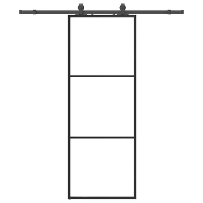 Vidaxl schuifdeur met beslagset 76x205 cm esg glas zwart