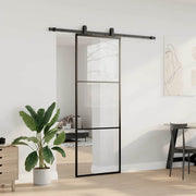 Vidaxl schuifdeur met beslagset 76x205 cm esg glas zwart - afbeelding 3