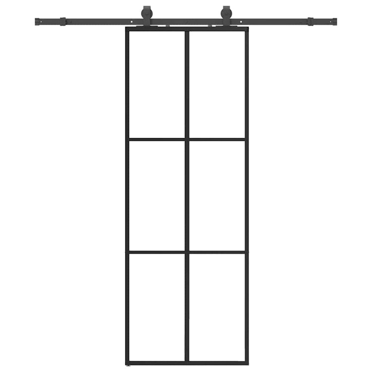 Vidaxl schuifdeur met beslagset 76x205 cm esg glas zwart