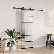 Vidaxl schuifdeur met beslagset 76x205 cm esg glas zwart - afbeelding 3