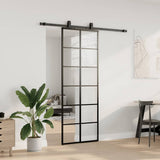 Vidaxl schuifdeur met beslagset 76x205 cm esg glas zwart - afbeelding 3