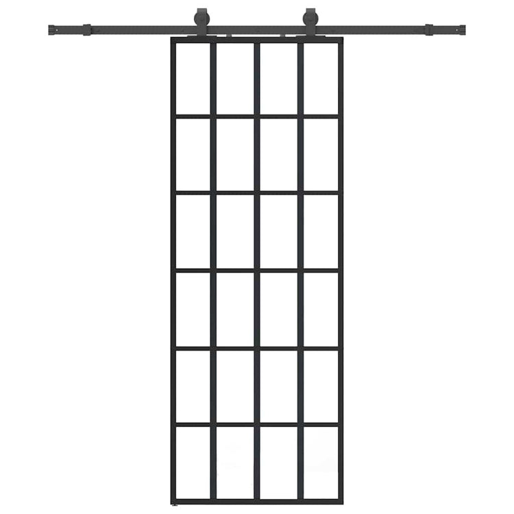 Vidaxl schuifdeur met beslagset 76x205 cm esg glas zwart