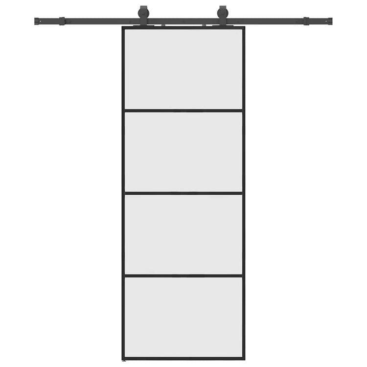 Vidaxl schuifdeur met beslagset 76x205 cm esg glas zwart