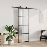 Vidaxl schuifdeur met beslagset 76x205 cm esg glas zwart - afbeelding 3