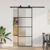 Vidaxl schuifdeur met beslagset 76x205 cm esg glas zwart - afbeelding 1