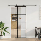 Vidaxl schuifdeur met beslagset 76x205 cm esg glas zwart - afbeelding 1