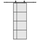 Vidaxl schuifdeur met beslagset 76x205 cm esg glas zwart - afbeelding 2