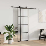 Vidaxl schuifdeur met beslagset 76x205 cm esg glas zwart - afbeelding 3