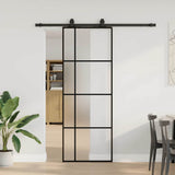 Vidaxl schuifdeur met beslagset 76x205 cm esg glas zwart - afbeelding 1