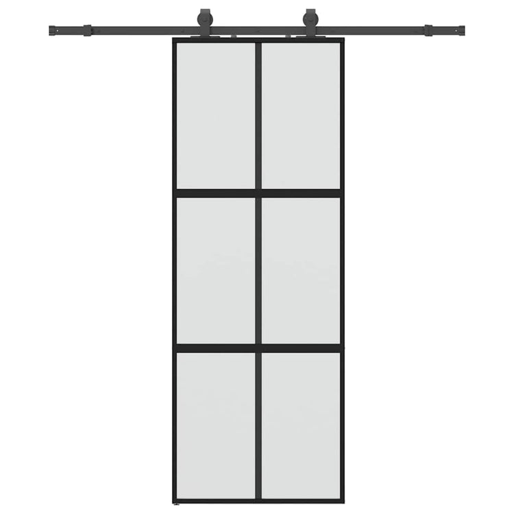 Vidaxl schuifdeur met beslagset 76x205 cm gehard glas zwart