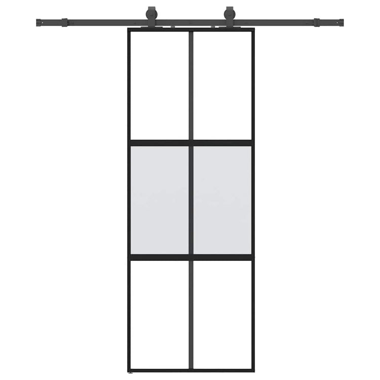 Vidaxl schuifdeur met beslagset 76x205 cm gehard glas zwart