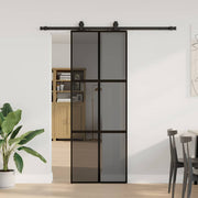 Vidaxl schuifdeur met beslagset 76x205 cm gehard glas zwart - afbeelding 1
