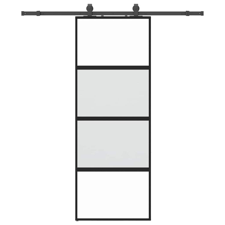Vidaxl schuifdeur met beslagset 76x205 cm gehard glas zwart