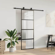 Vidaxl schuifdeur met beslagset 76x205 cm gehard glas zwart - afbeelding 3