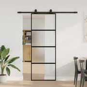 Vidaxl schuifdeur met beslagset 76x205 cm gehard glas zwart - afbeelding 1