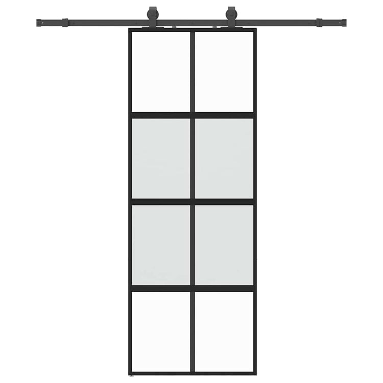 Vidaxl schuifdeur met beslagset 76x205 cm gehard glas zwart