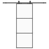 Vidaxl schuifdeur met beslagset 76x205 cm esg glas zwart - afbeelding 2