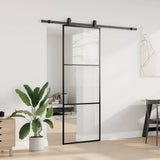Vidaxl schuifdeur met beslagset 76x205 cm esg glas zwart - afbeelding 3