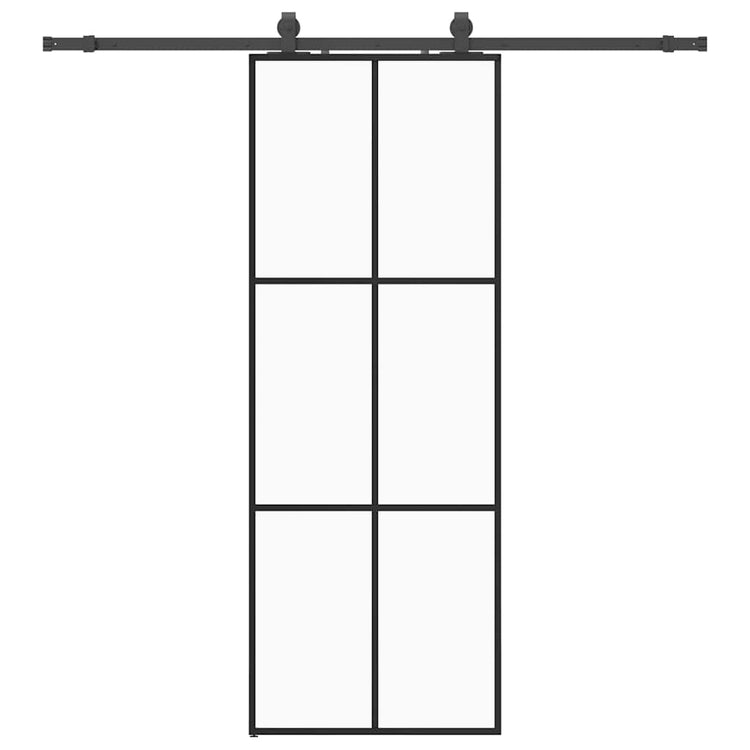 Vidaxl schuifdeur met beslagset 76x205 cm esg glas zwart