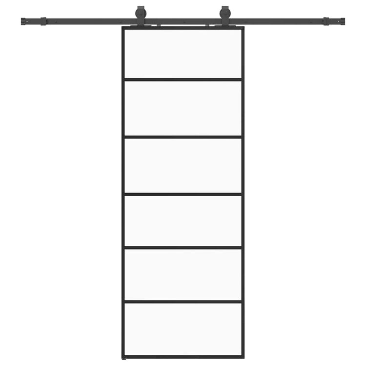 Vidaxl schuifdeur met beslagset 76x205 cm esg glas zwart
