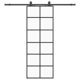 Vidaxl schuifdeur met beslagset 76x205 cm esg glas zwart - afbeelding 2