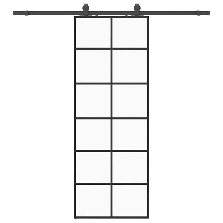 Vidaxl schuifdeur met beslagset 76x205 cm esg glas zwart
